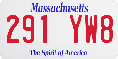 MA license plate 291YW8