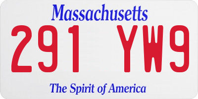 MA license plate 291YW9