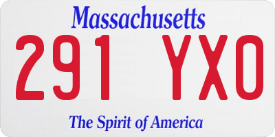 MA license plate 291YX0