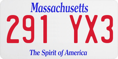 MA license plate 291YX3