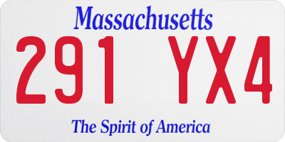 MA license plate 291YX4