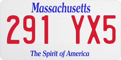 MA license plate 291YX5