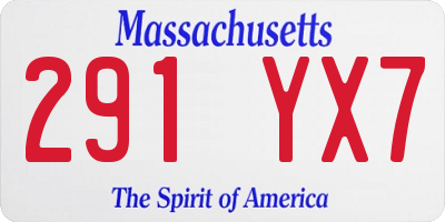 MA license plate 291YX7