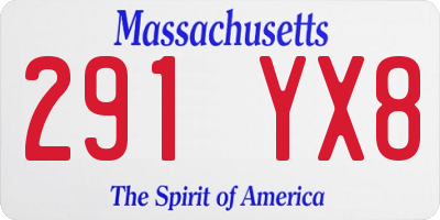 MA license plate 291YX8