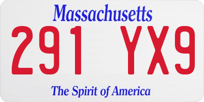 MA license plate 291YX9
