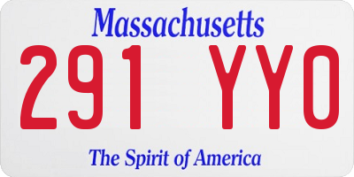 MA license plate 291YY0