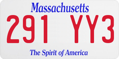 MA license plate 291YY3