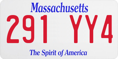 MA license plate 291YY4