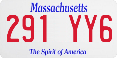 MA license plate 291YY6