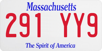 MA license plate 291YY9