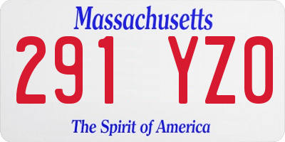 MA license plate 291YZ0