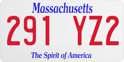 MA license plate 291YZ2