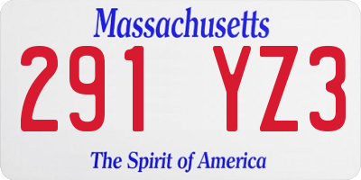 MA license plate 291YZ3