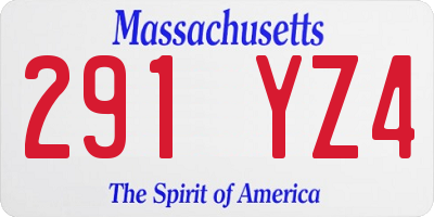 MA license plate 291YZ4
