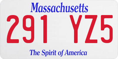 MA license plate 291YZ5