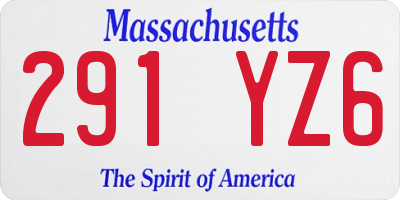 MA license plate 291YZ6