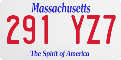 MA license plate 291YZ7