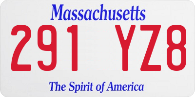 MA license plate 291YZ8