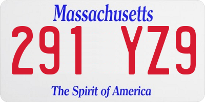 MA license plate 291YZ9