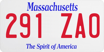 MA license plate 291ZA0