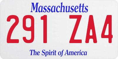 MA license plate 291ZA4