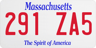 MA license plate 291ZA5
