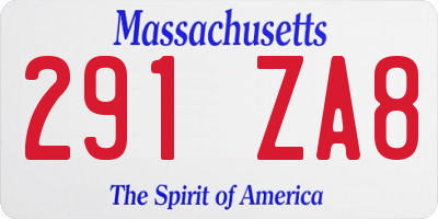 MA license plate 291ZA8