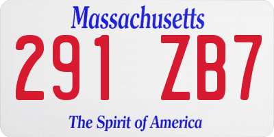 MA license plate 291ZB7