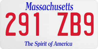 MA license plate 291ZB9