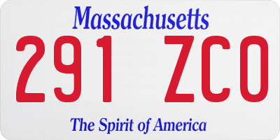 MA license plate 291ZC0