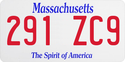 MA license plate 291ZC9