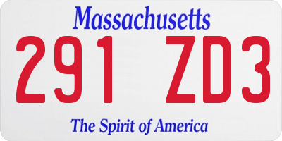 MA license plate 291ZD3