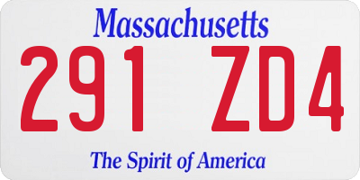 MA license plate 291ZD4