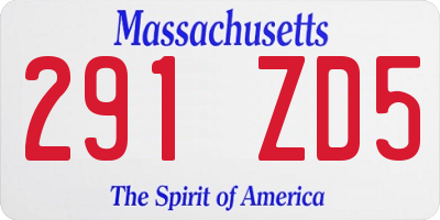 MA license plate 291ZD5