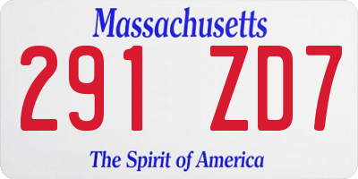 MA license plate 291ZD7