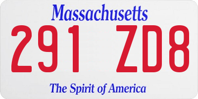 MA license plate 291ZD8