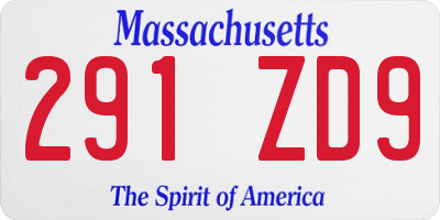 MA license plate 291ZD9
