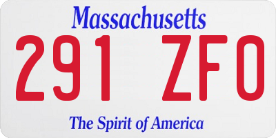 MA license plate 291ZF0