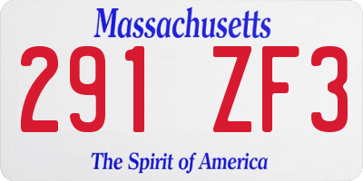 MA license plate 291ZF3