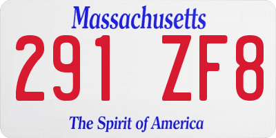 MA license plate 291ZF8