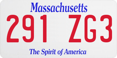 MA license plate 291ZG3