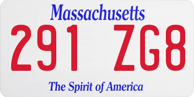 MA license plate 291ZG8