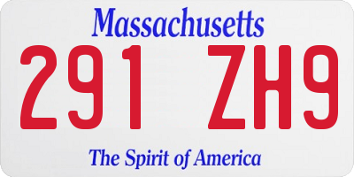 MA license plate 291ZH9
