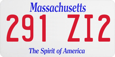 MA license plate 291ZI2