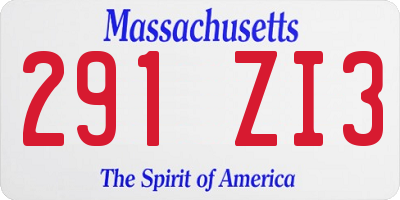 MA license plate 291ZI3