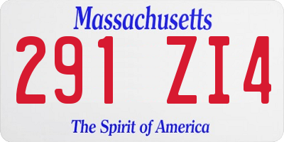 MA license plate 291ZI4