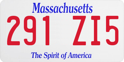 MA license plate 291ZI5