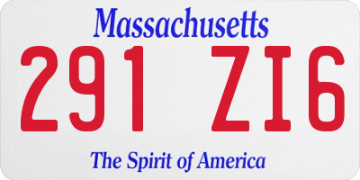 MA license plate 291ZI6