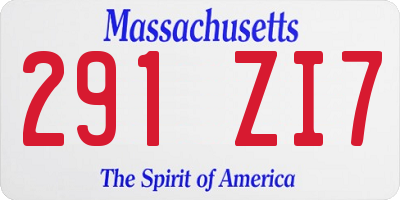 MA license plate 291ZI7