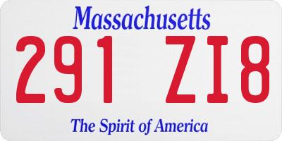 MA license plate 291ZI8